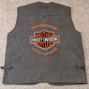 Harley-Davidson Kuwait Motorcycle Vest Mens XXXL Embroidered Utility Vest
